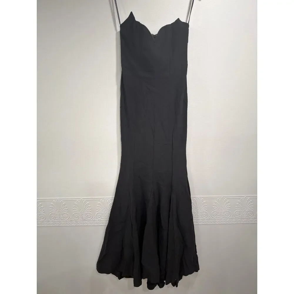 Strapless Black Maxi Evening Gown